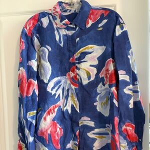 Babaton Tahoma Linen Floral Watercolour Pattern Blouse
